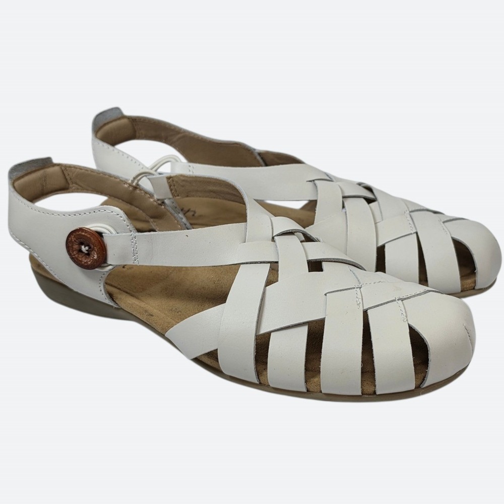 Earth Coastal Fisherman Sandals 11 Leather Boho Granola Girl White